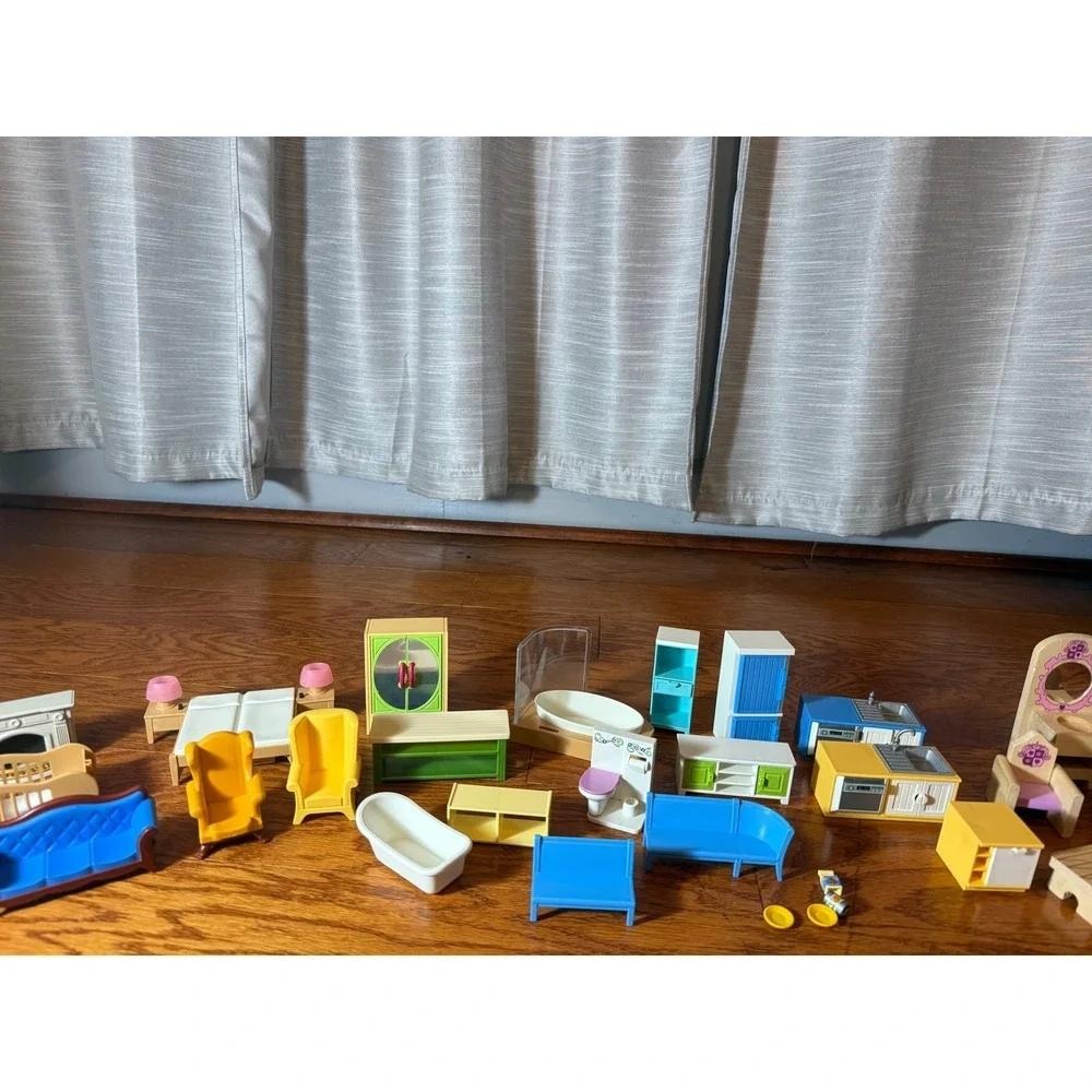 90S VTG Playmobil Doll Furniture - 30+ Pieces - Beds, Tables, Chairs, Appliances